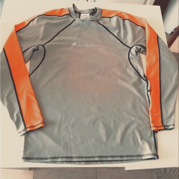 NRS Hydrosilk Men’s XXL Long Sleeve Performance Shirt Gray Yellow Rashguard Swim - Picture 1 of 13